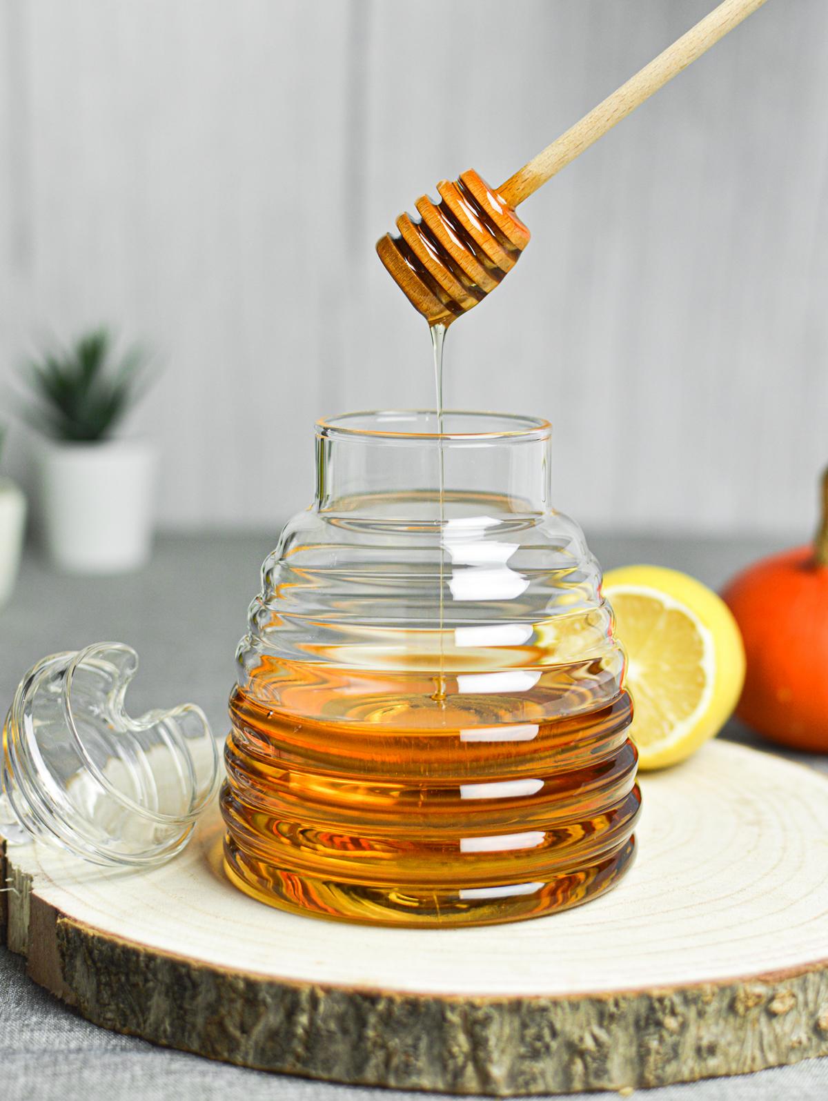 3-tlg. Honigtopf Honigdose Honigspender Honigglas Marmeladendose Vorratsdose