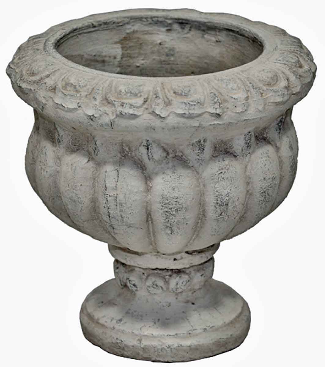 Keramiktopf mit Fuß antikweiß Höhe 16 cm Blumentopf