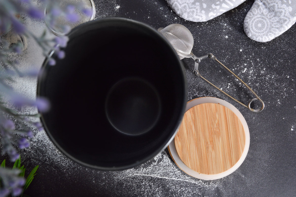 2 x Schwarze Vorratsdose 800ml mit Deckel Porzellan Vorratsbehälter Dose B-Ware