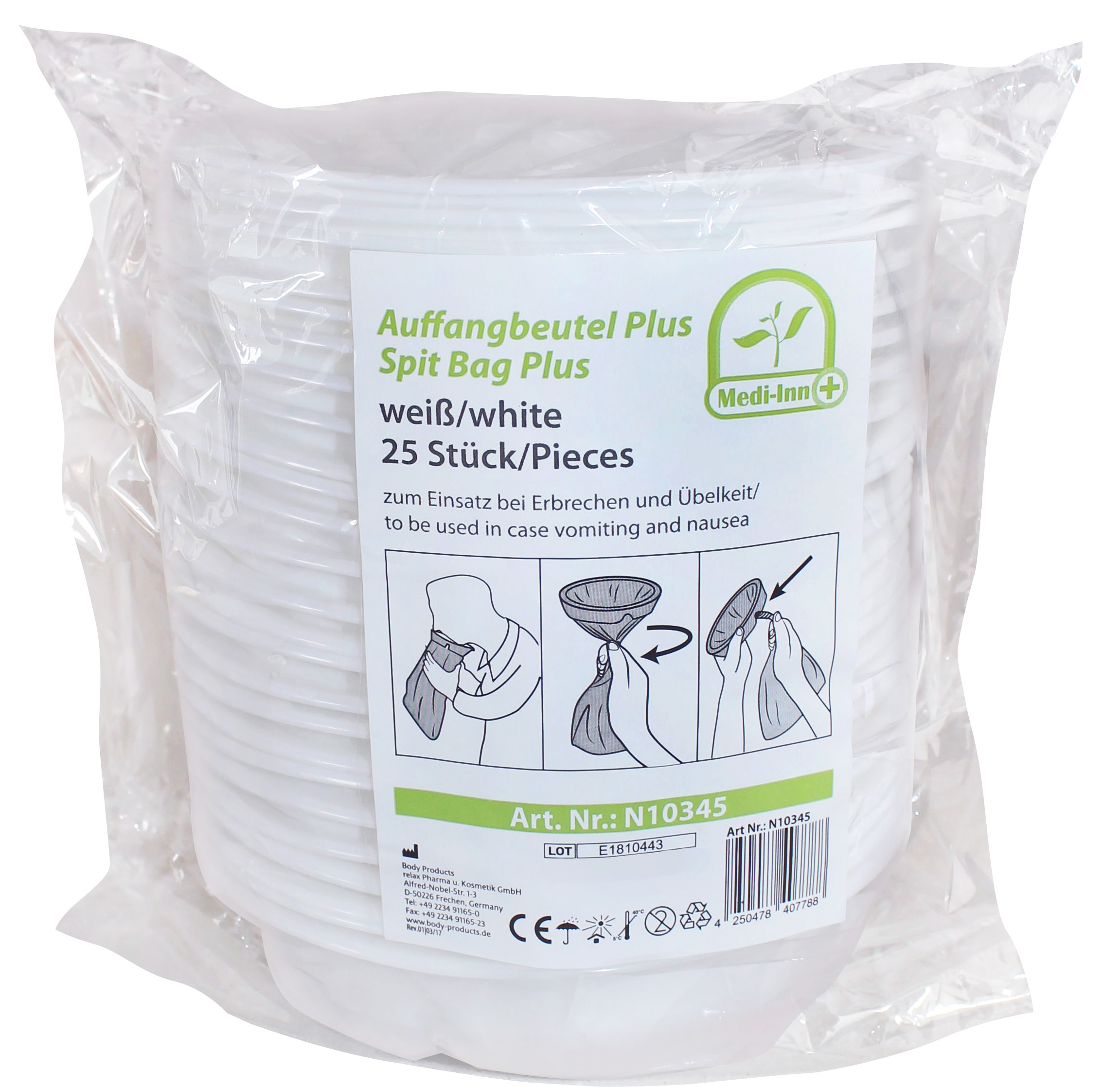 25x Brechbeutel Mit Mundstück - Reißfest & Auslaufsicher Für Reiseübelkeit