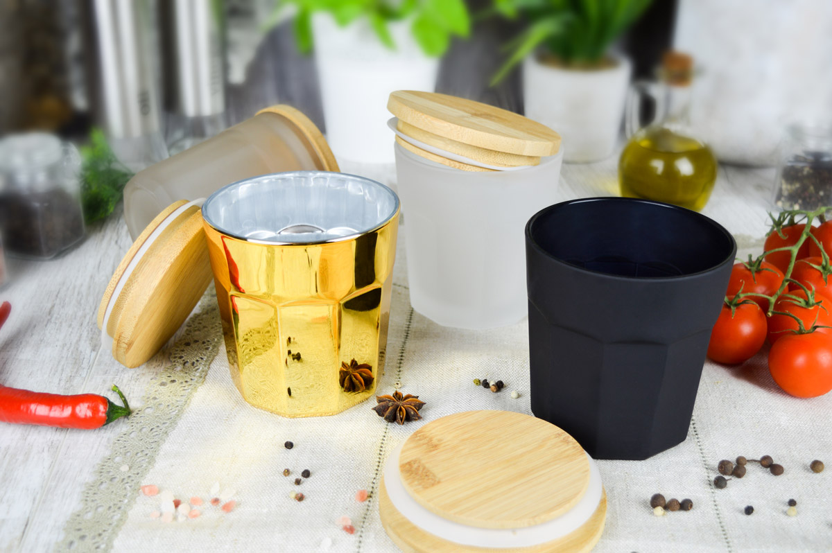 4 bunte Vorratsdosen Set mit Deckel Vorratsbehälter Vorratsgläser Glas