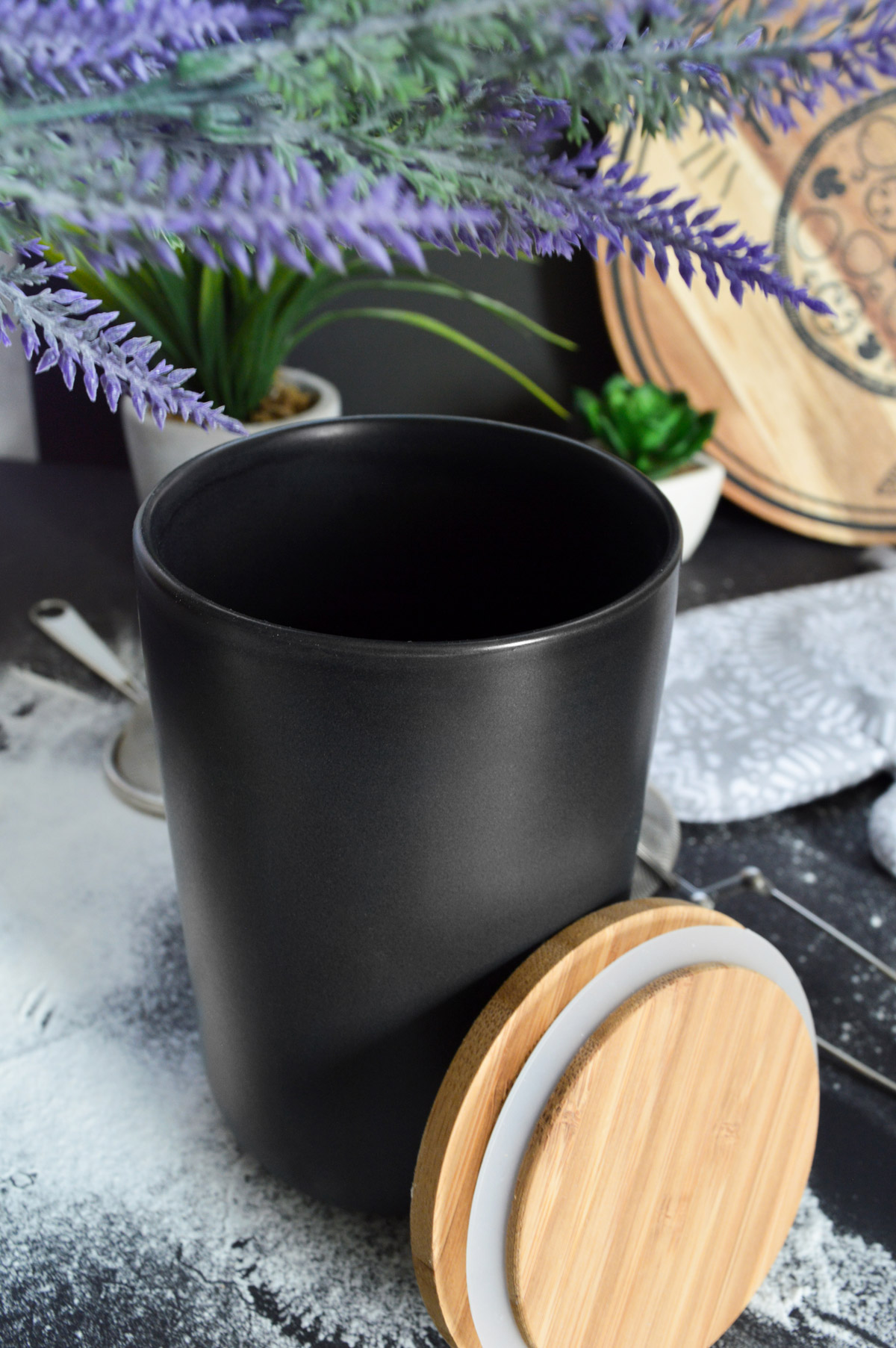 2 x Schwarze Vorratsdose 800ml mit Deckel Porzellan Vorratsbehälter Dose B-Ware