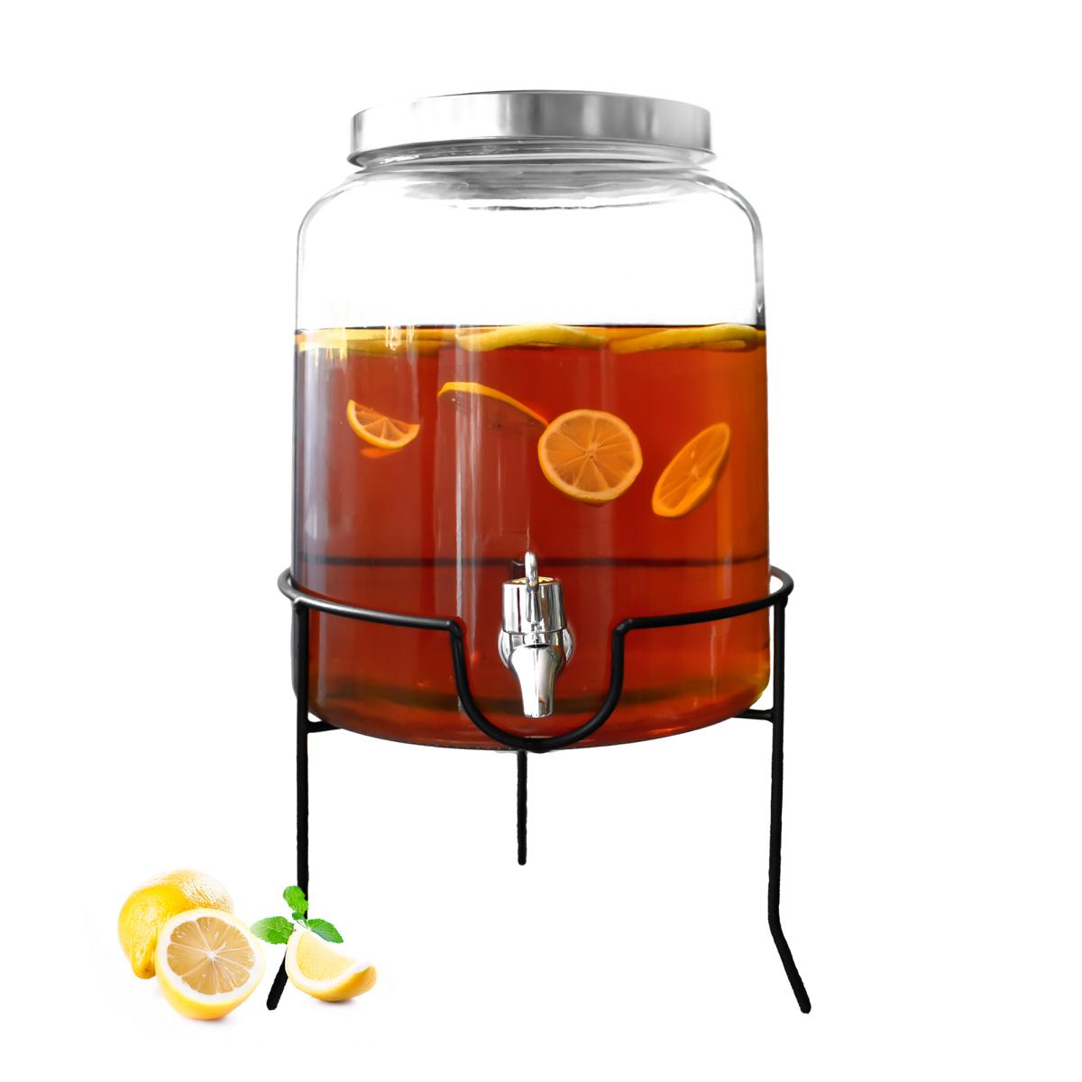 Getränkespender 7 Liter mit Ständer Wasserspender Saftspender Dispenser aus Glas