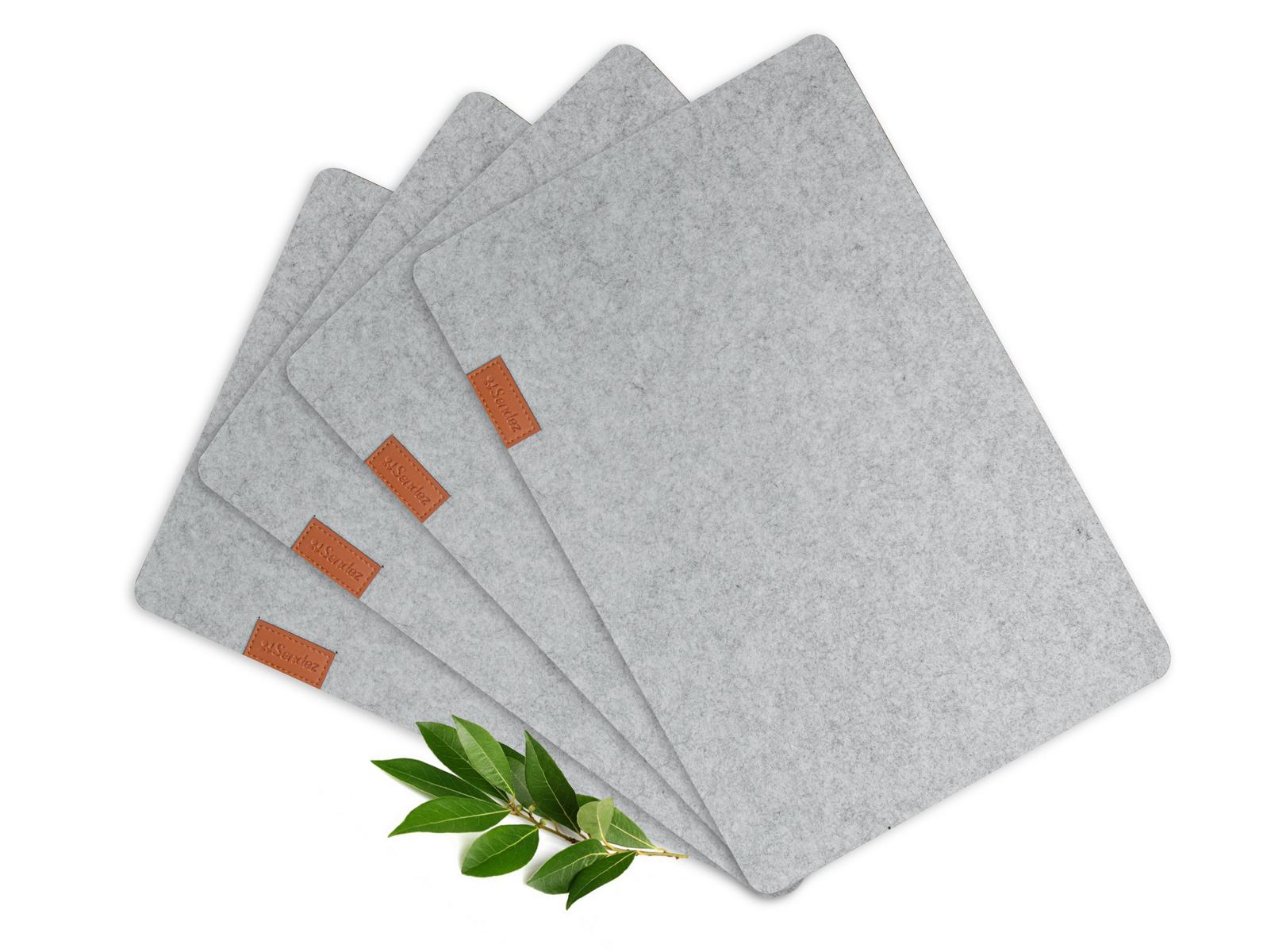 4 Tischuntersetzer Filz 43x29cm Platzmatte Tischset Telleruntersetzer Hellgrau