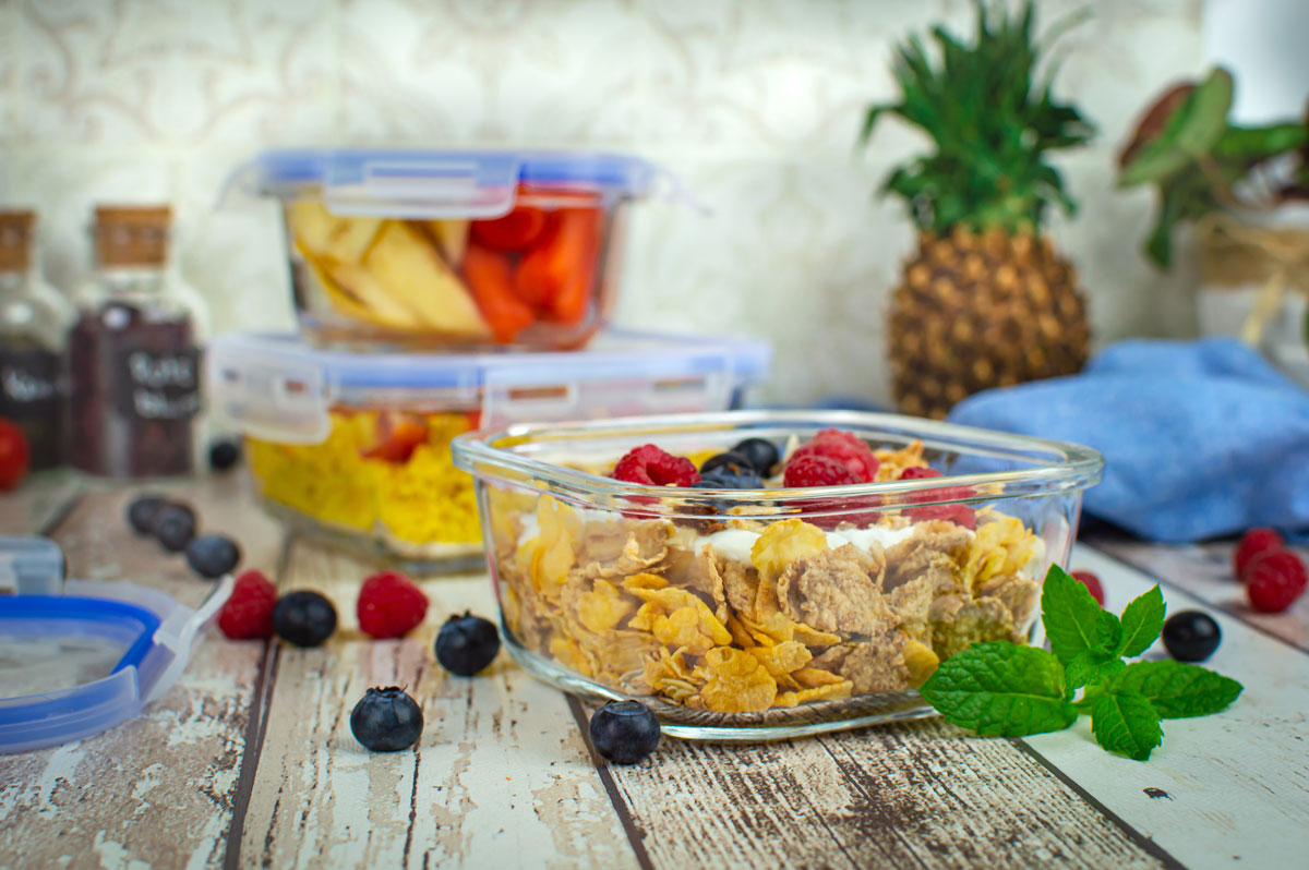 10tlg. Frischhaltedosen 2x1L 2x800ml1x500ml Glas Lunchbox Vorratsdosen