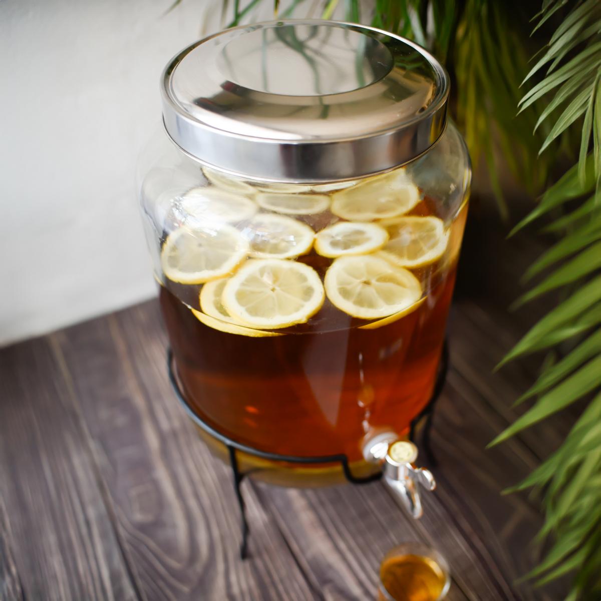 Getränkespender 7 Liter mit Ständer Wasserspender Saftspender Dispenser aus Glas