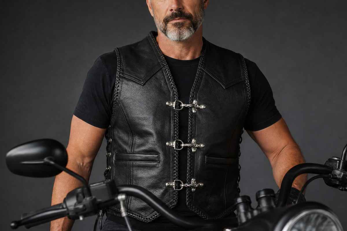Herren Biker Lederwesten